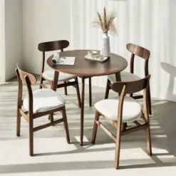 Oslo Round Dining Table Set (Brown, 100)