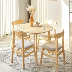Oslo Round Dining Table Set (Natural Color, 100)
