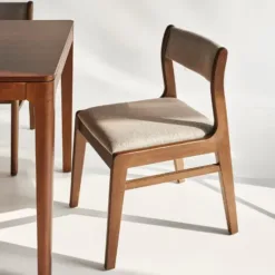 HOBRO 301 Natural Rubber Wood Dining Chair