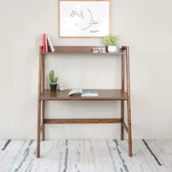 Wooden Desk With Shelves MOHO VLINE 602 Brown